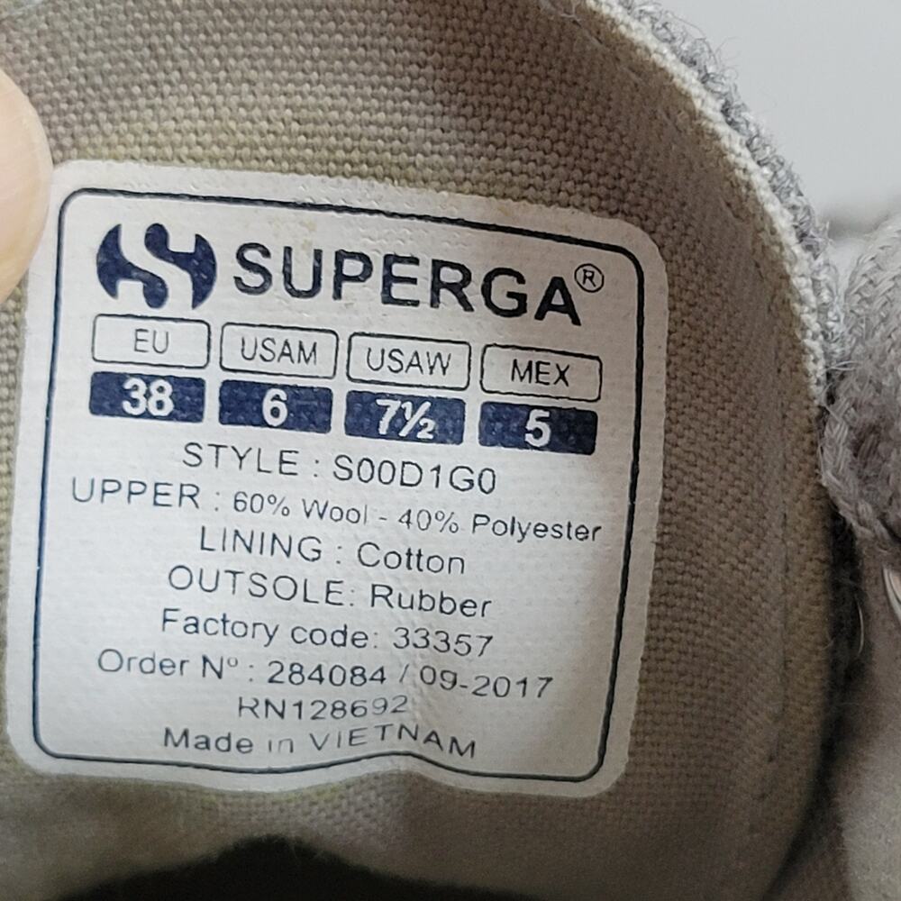 Superga Women's Gray Wool Fashion Sneakers Floral Embroidered Size 7.5 (EU 38) - Picture 3 of 9